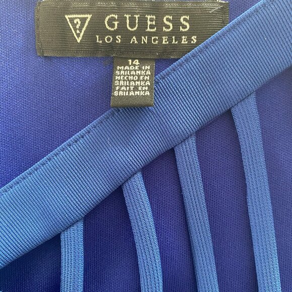 Guess - Caged Detail,  Bodycon, Slight Stretch, Blue, Sheath Dress - Size 14 - Picture 3 of 8